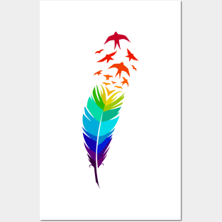 Bird feather illustration Posters and Art